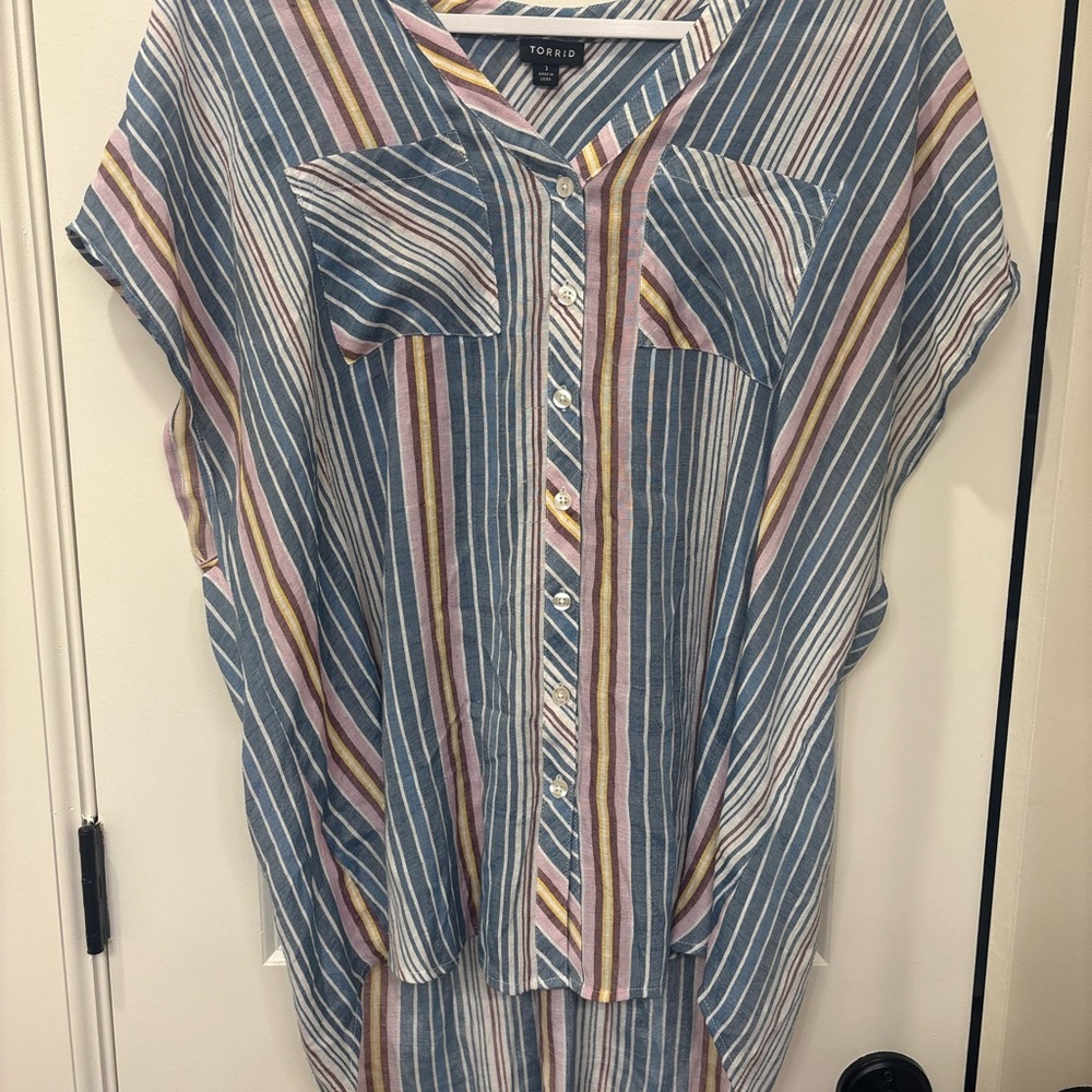 Torrid Multicolor Striped Button-Up Top